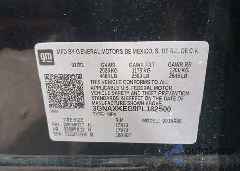 2023 Chevrolet Equinox Fwd Lt from USA, damaged, VIN 3GNAXKEG9PL182500